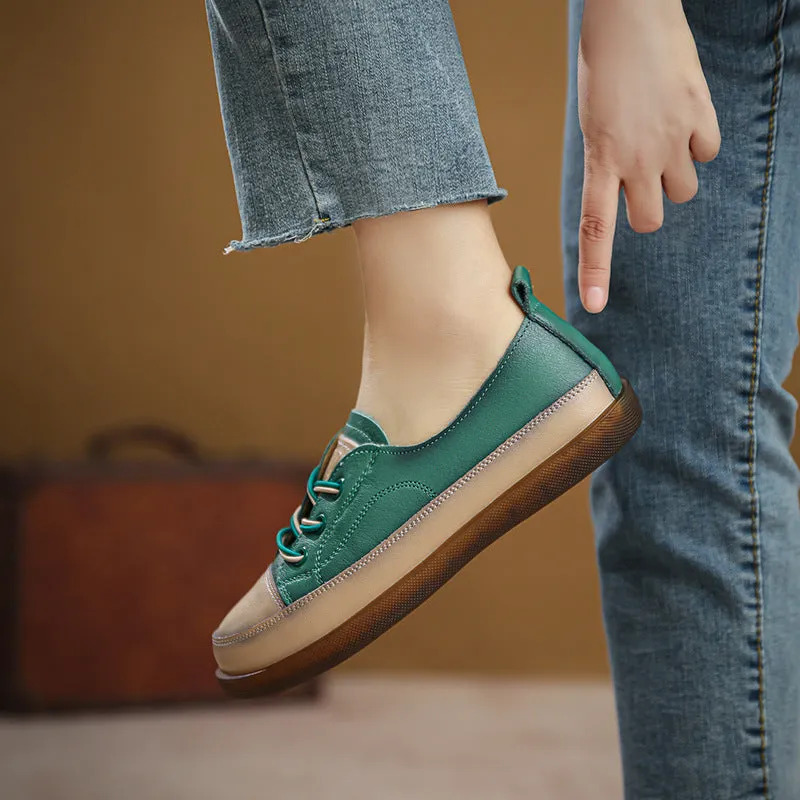 Women Retro Leather Minimalist Soft Flat Casual Shoes Inexpensive Running Shoes For Flat Feet