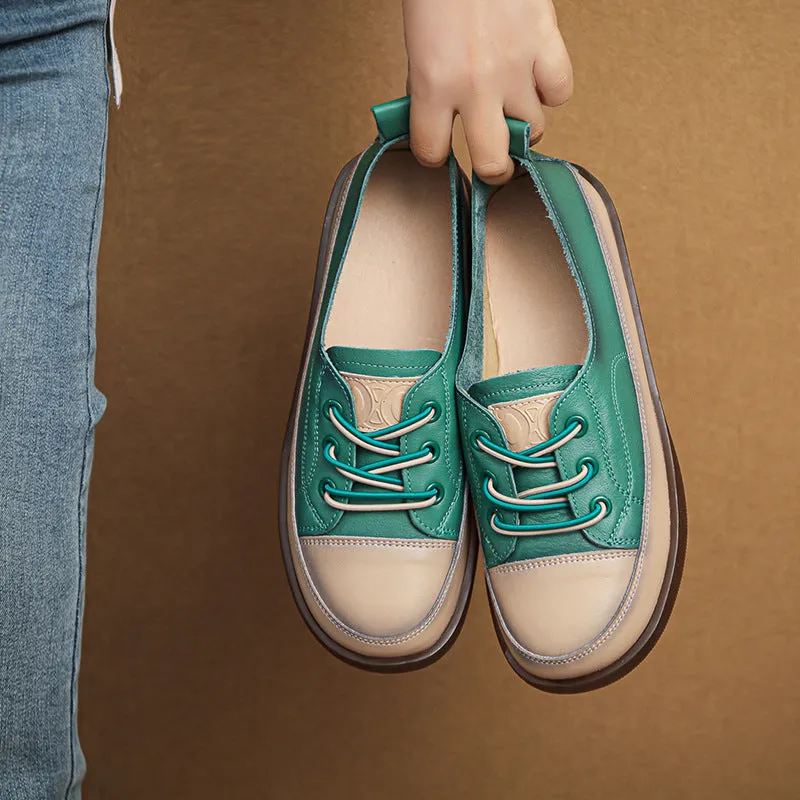 Flat Shoes With Soles Women Retro Leather Minimalist Soft Flat Casual Shoes