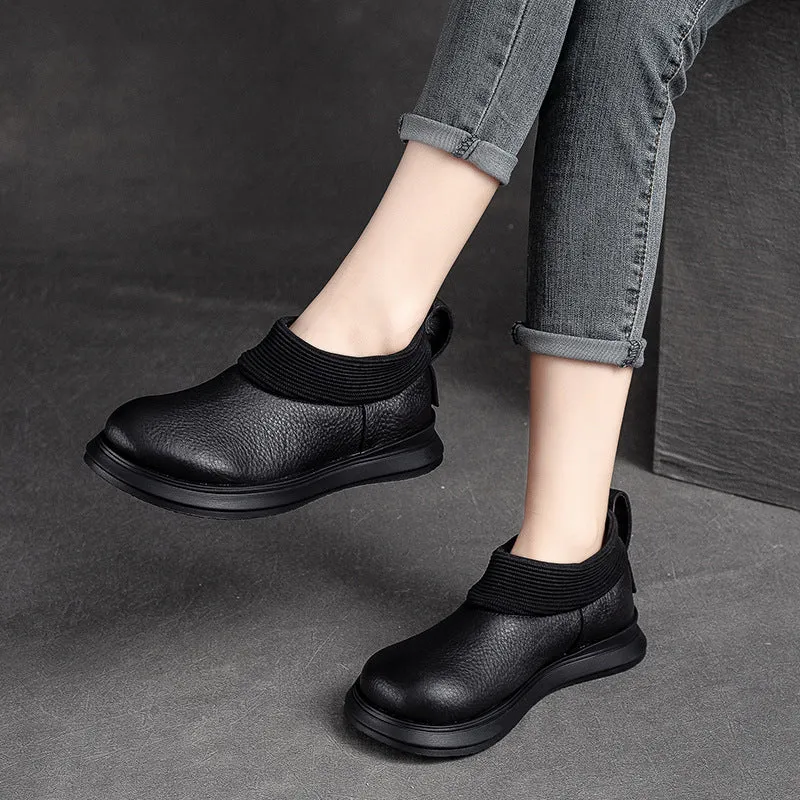 Comfy Flat Shoes Women Retro Minimalist Leather Flat Casual Shoes