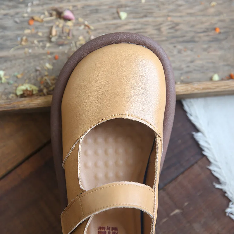 Women Retro Minimalist Leather Flat Causal Shoes Shoes For Running Flat Feet