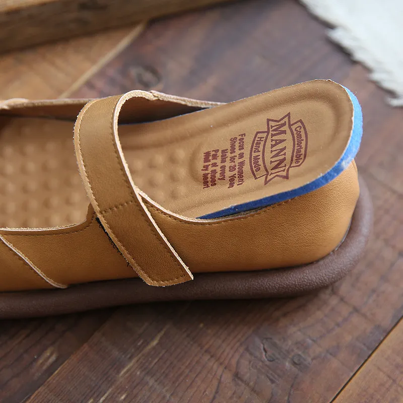 Women Retro Minimalist Leather Flat Causal Shoes Best Flat Bottom Shoes