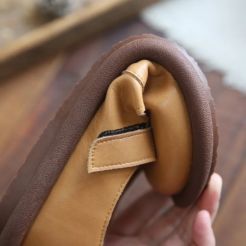 Flat Shoes Deadlift Women Retro Minimalist Leather Flat Causal Shoes