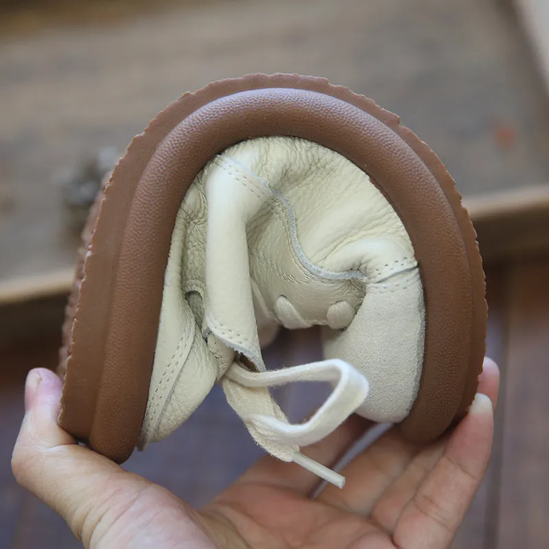 Women Retro Round Head Cowhide Soft Flat Casual Shoes Running Shoes For People With Flat Feet