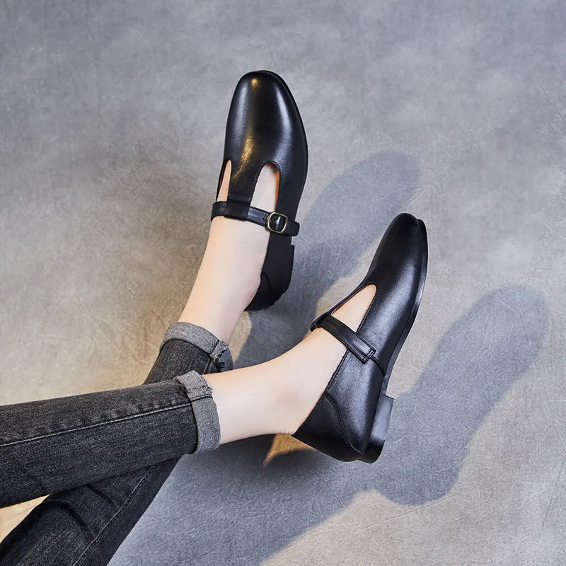 Women Retro Soft Cowhide Leather Flat Casual Shoes Best Tennis Shoe For Flat Feet