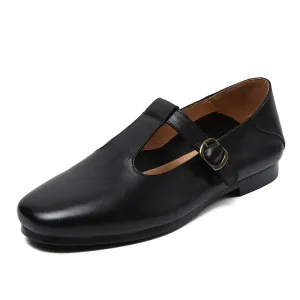 Women Retro Soft Cowhide Leather Flat Casual Shoes Flat Foot Supination Shoes