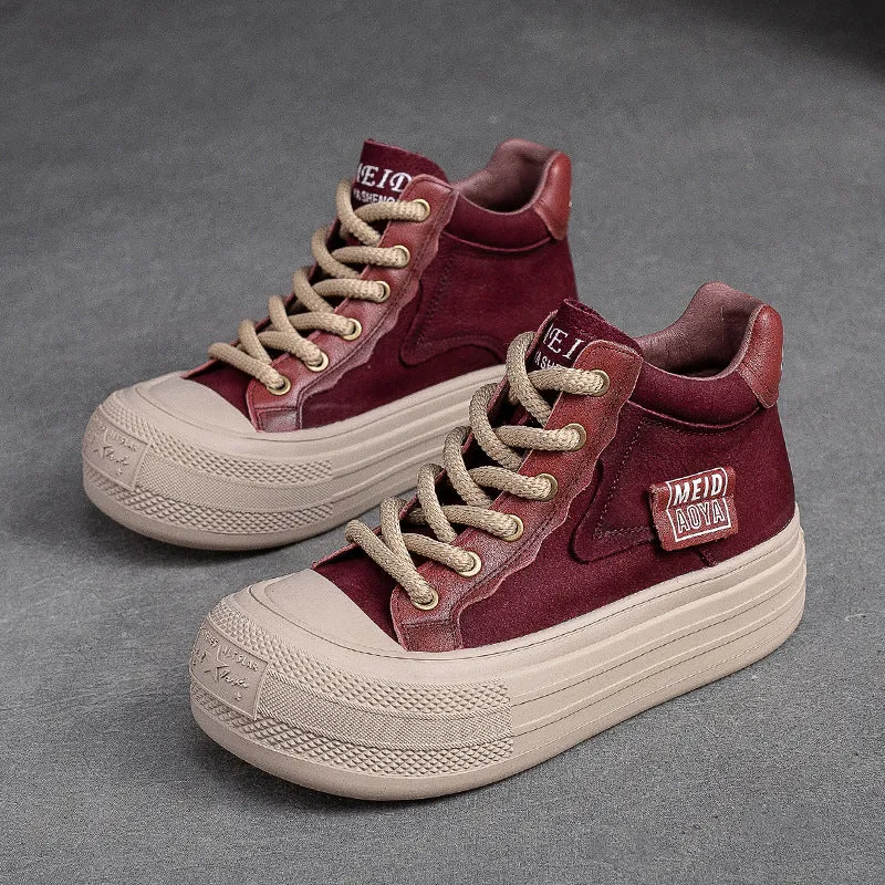 Women Stylish Fashion Leather High Top Casual Shoes Butterfly High Heels