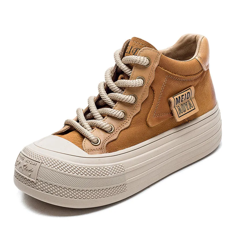 Women Stylish Fashion Leather High Top Casual Shoes High Heel Height Vs Size