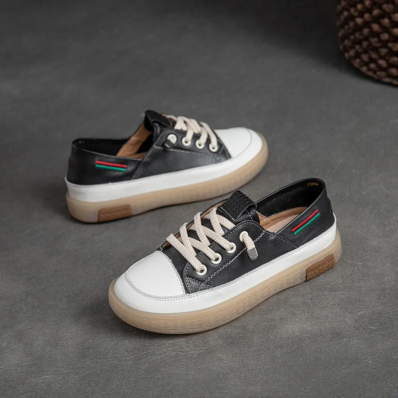 Shoes For Severe Flat Feet Women Stylish Leather Patchwork Flat Casual Shoes