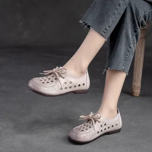 Flats Shoes Walmart Women Summer Hollow Soft Leather Flat Casual Shoes