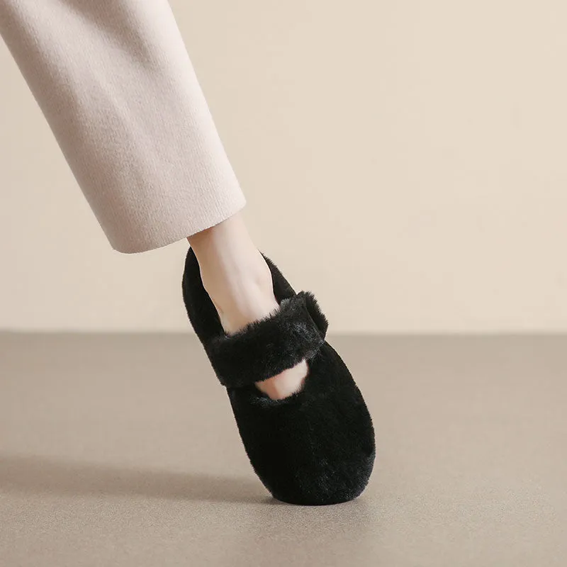 Women Winter Solid Fleece Flat Casual Shoes Shoe Brands For Flat Feet