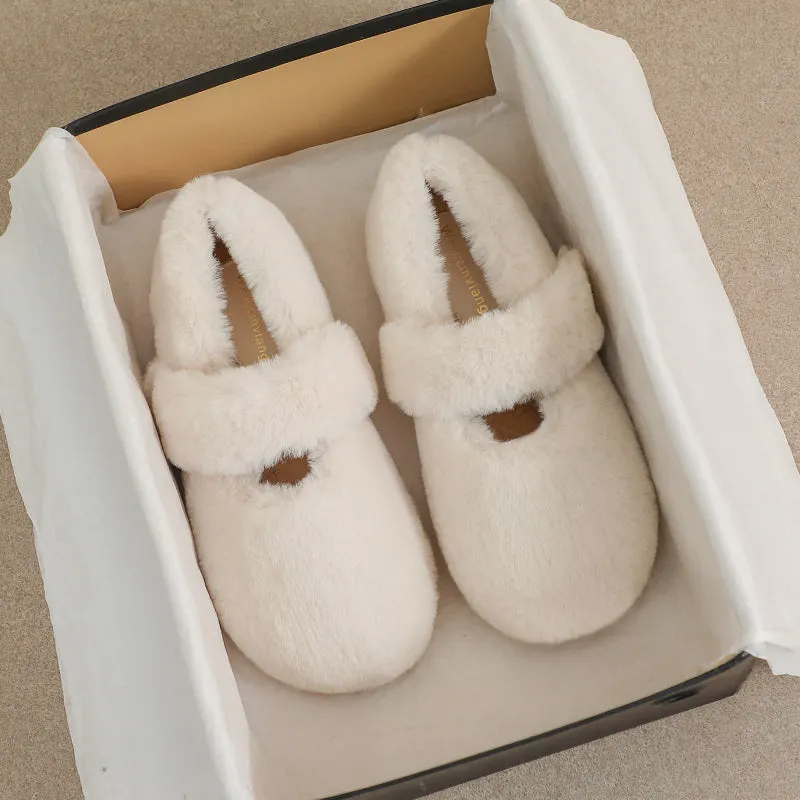 Flat Best Running Shoes Women Winter Solid Fleece Flat Casual Shoes