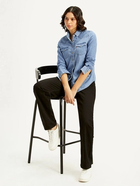 Women's Solid Regular Fit Denim Shirt Toe Box Loafers