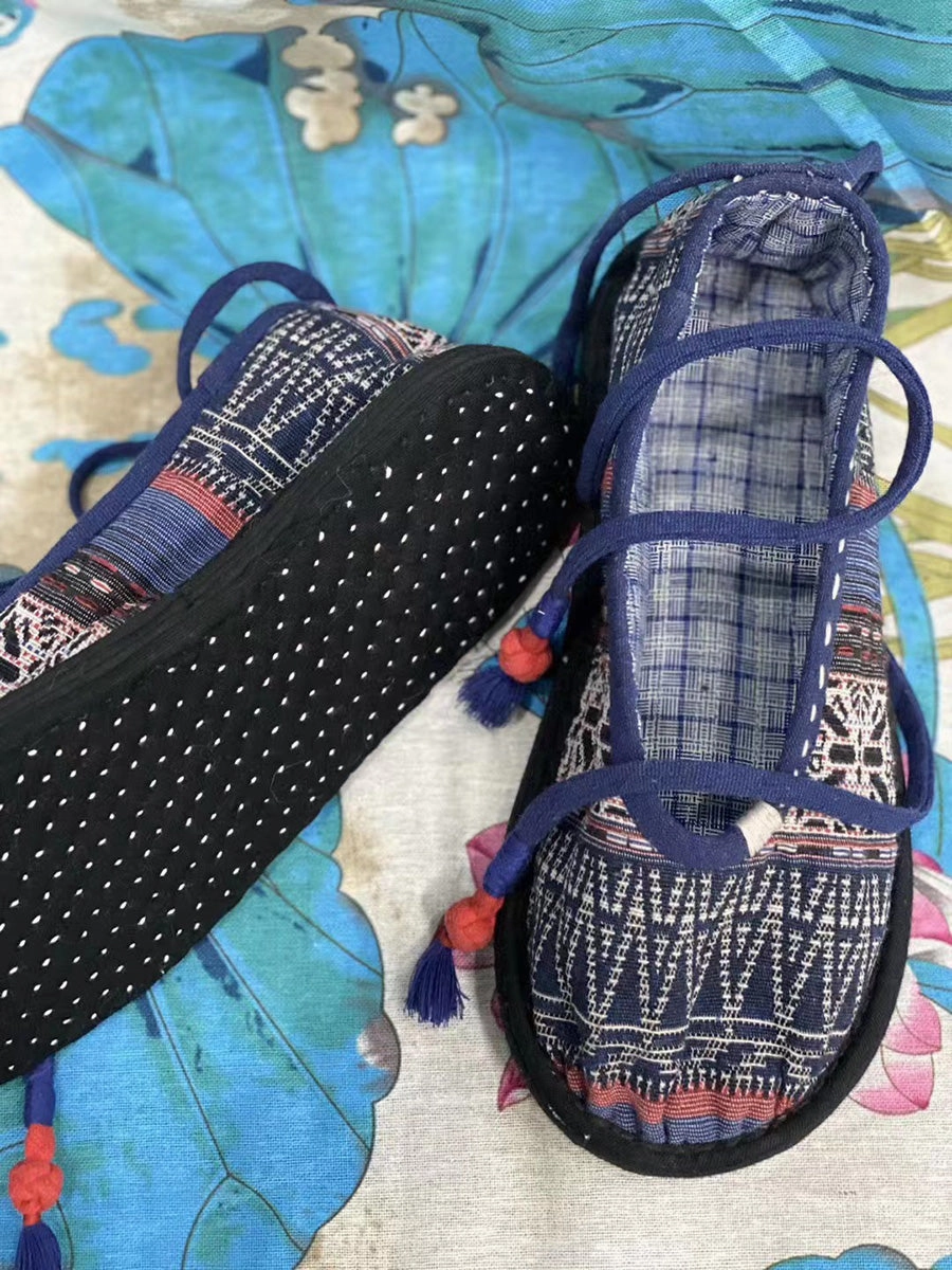 Women Summer Ethnic Cotton Soft Flat Shoes CC002 Two Tone Flat Shoes