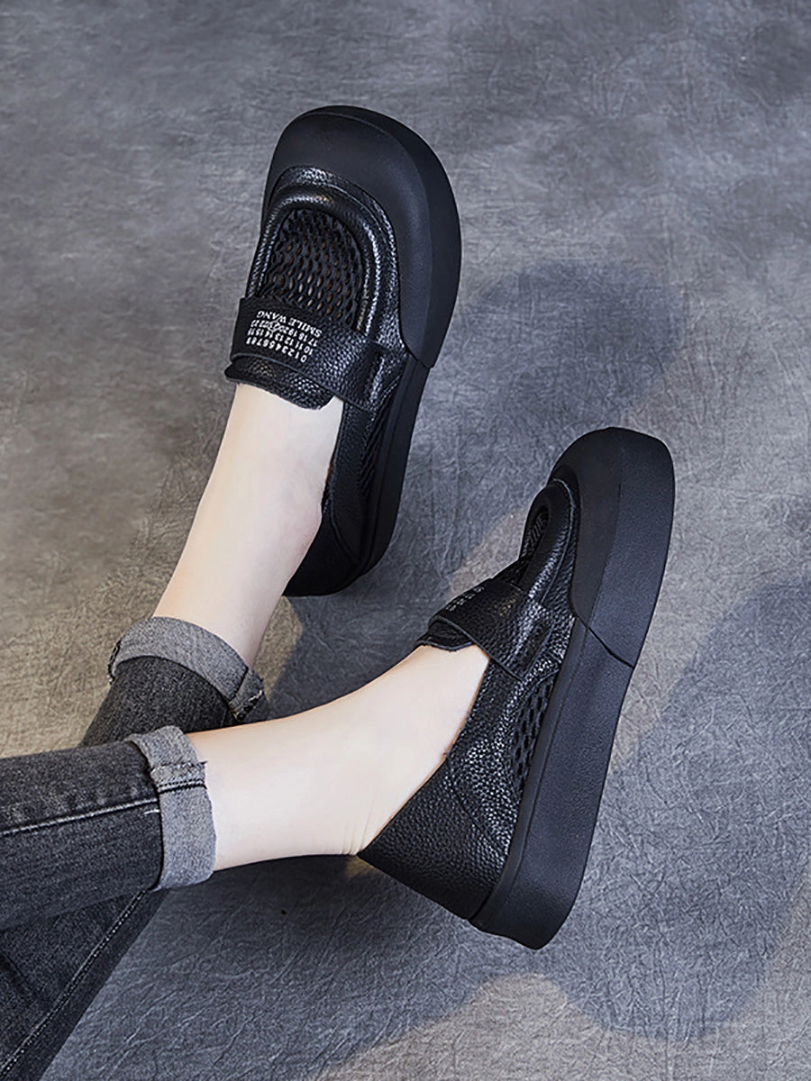 Women Summer Leather Casual Cutout Flat Shoes PP1030 Flat Shoes To Wear To