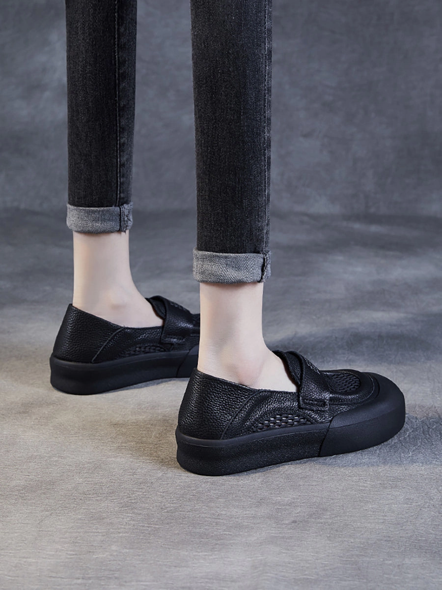 Best Running Shoes For Flat Feet And Underpronation Women Summer Leather Casual Cutout Flat Shoes PP1030