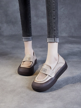 Suede Flats Shoes Women Summer Leather Casual Cutout Flat Shoes PP1030