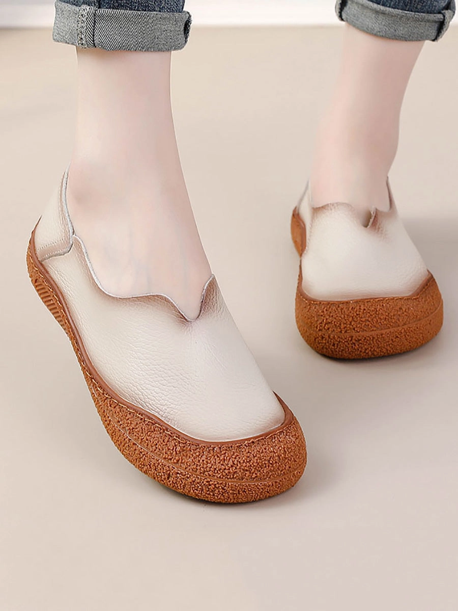 Women Summer Solid Soft Genuine Leather Flat Shoes CX042 Silver Dress Shoes Flats