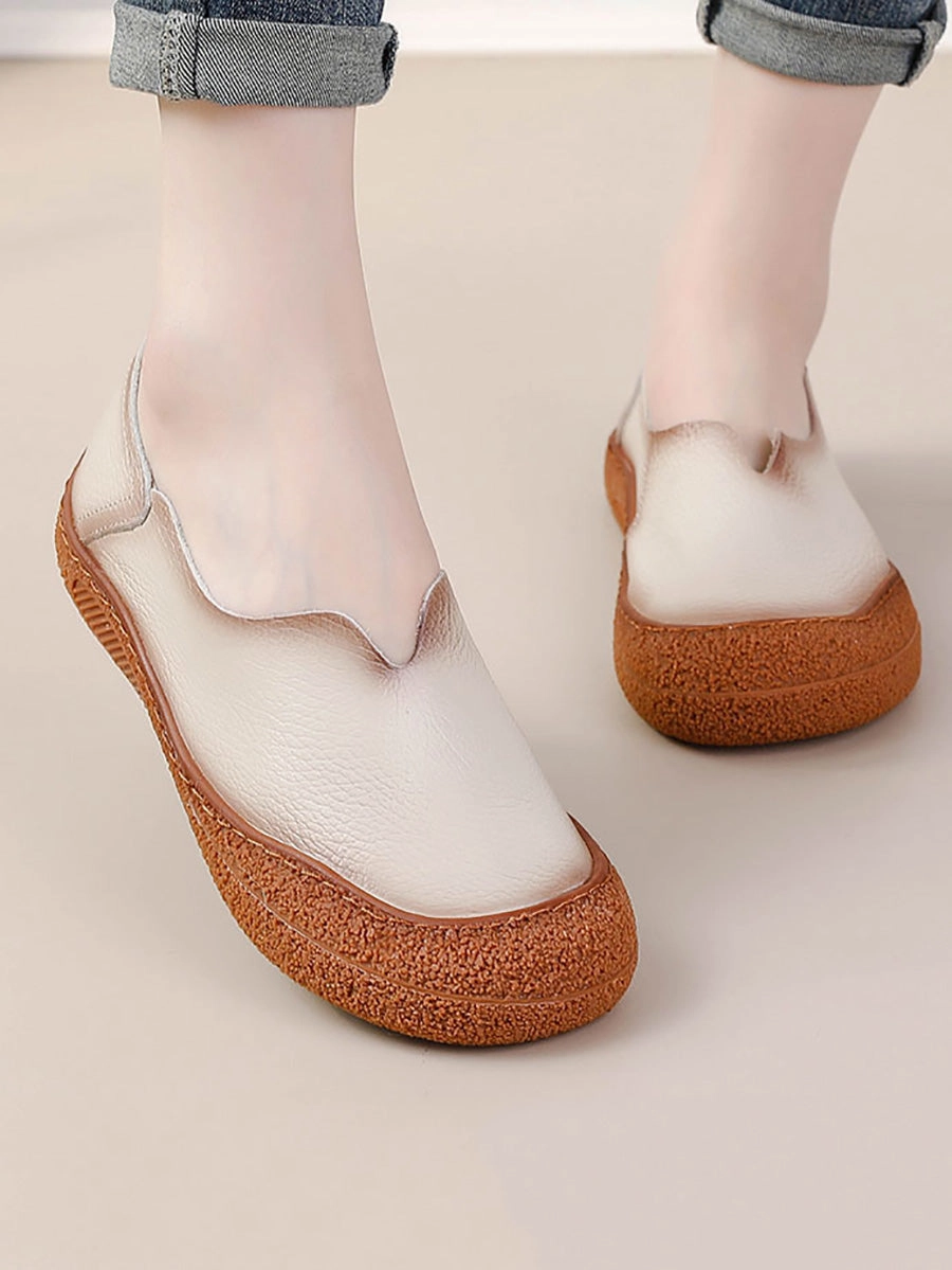Best Shoe Brands Flat Feet Women Summer Solid Soft Genuine Leather Flat Shoes CX042