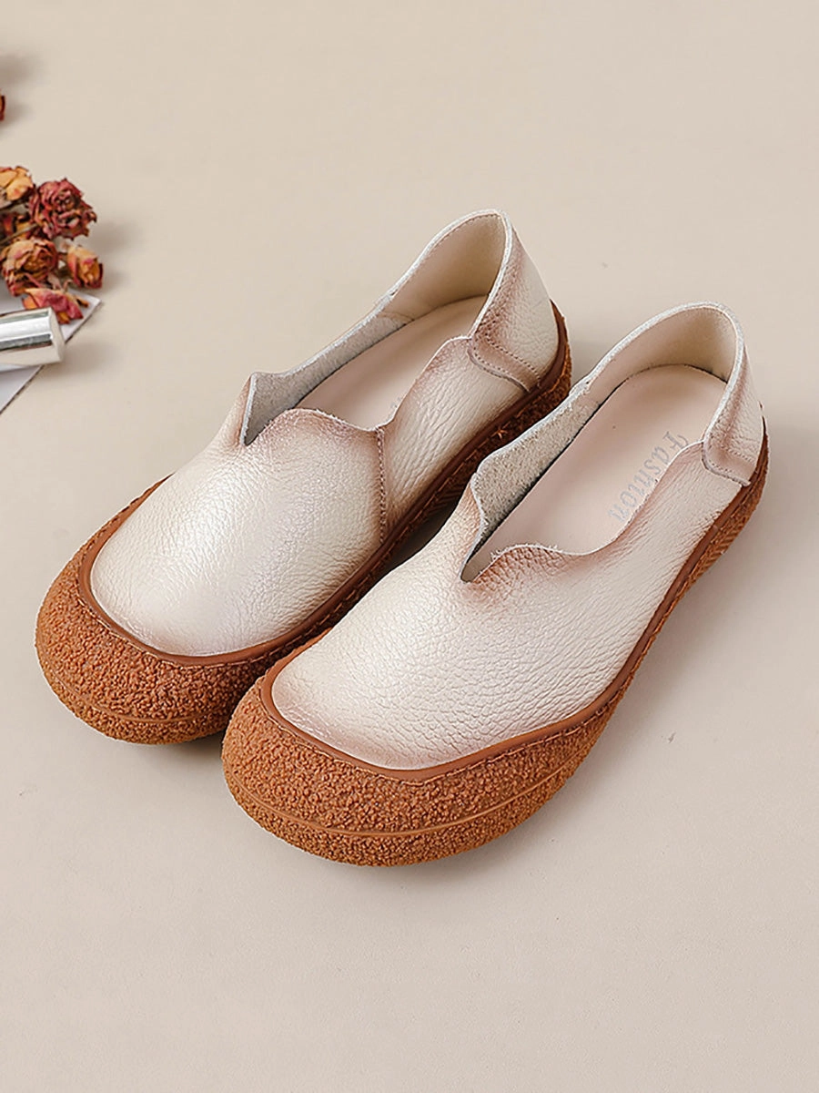 Women Summer Solid Soft Genuine Leather Flat Shoes CX042 Espadrille Flat Shoes
