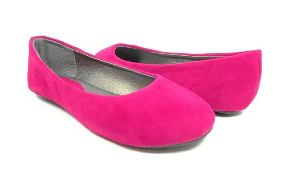 Women's Ositos Slip On Suedette Round Toe Flat Shoes 1001-11W Fuchsia Dresses For Flat Shoes
