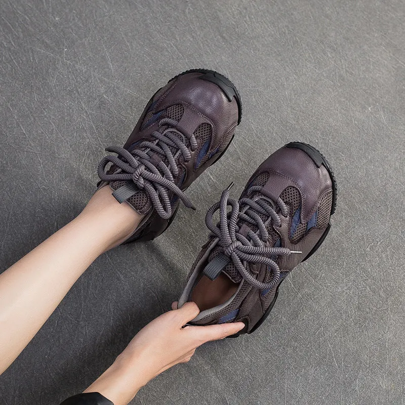 Women's Retro Breathable Mesh Leather Flat Casual Shoes Flat Shoes Steve Madden