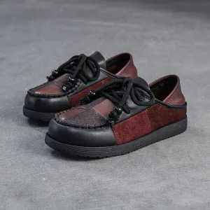 Women's Retro Color-Blocked Flat Casual Shoes Best Hiking Shoes Wide Flat Feet