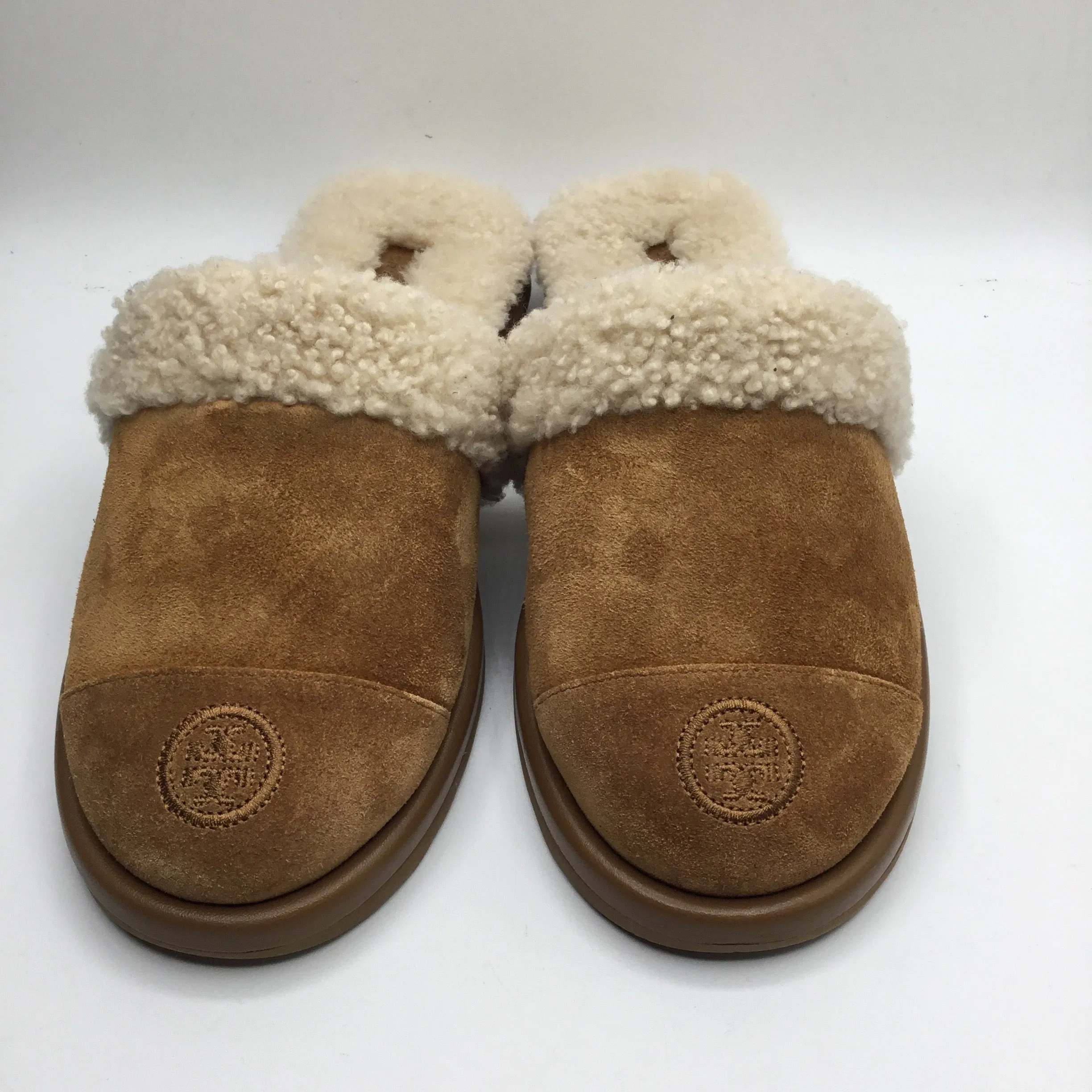 Rockstud Slides Slippers By Tory Burch In Tan, Size 8
