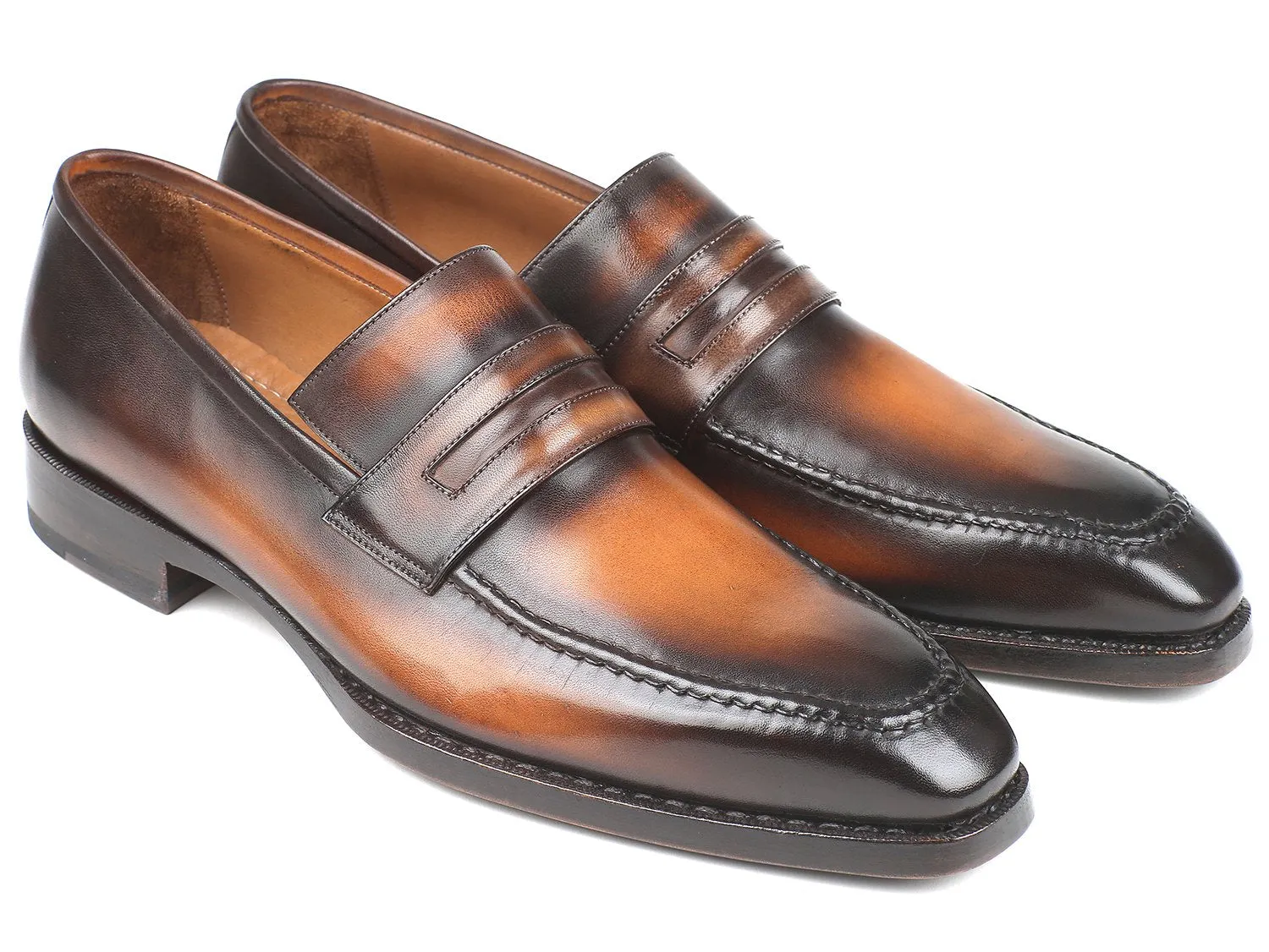 Gator Skin Loafers Paul Parkman Brown Burnished Goodyear Welted Loafers (ID#36LFBRW)