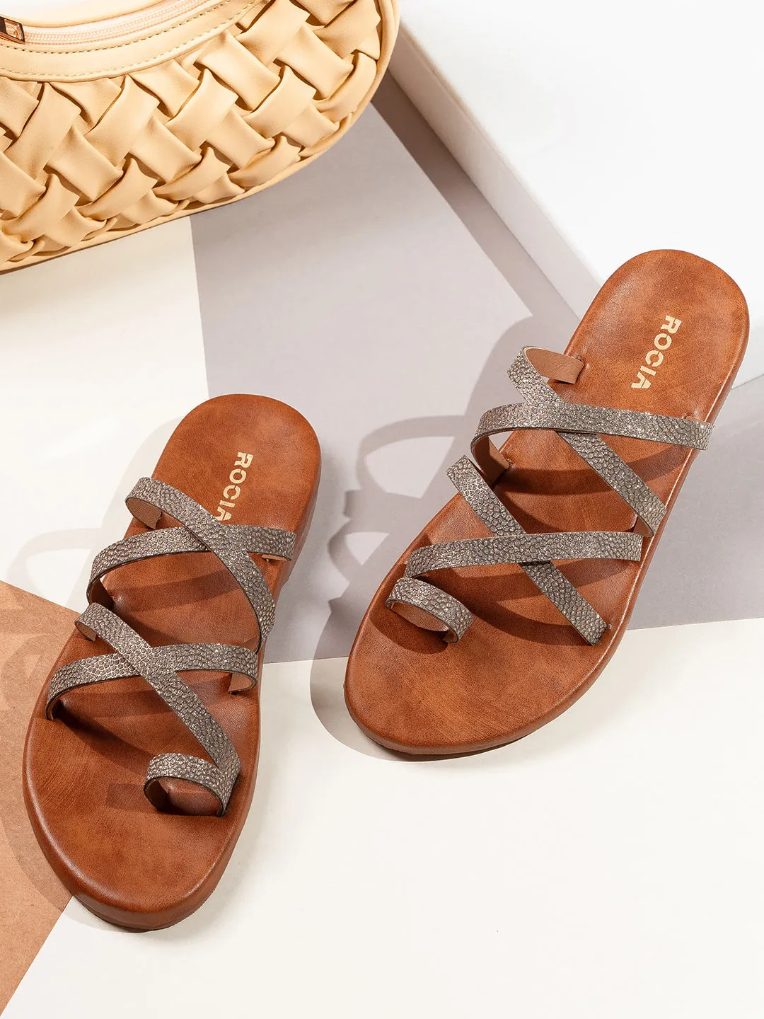 Crane Flats Shoes Rocia By Regal Antique Gold Women Strappy Flats