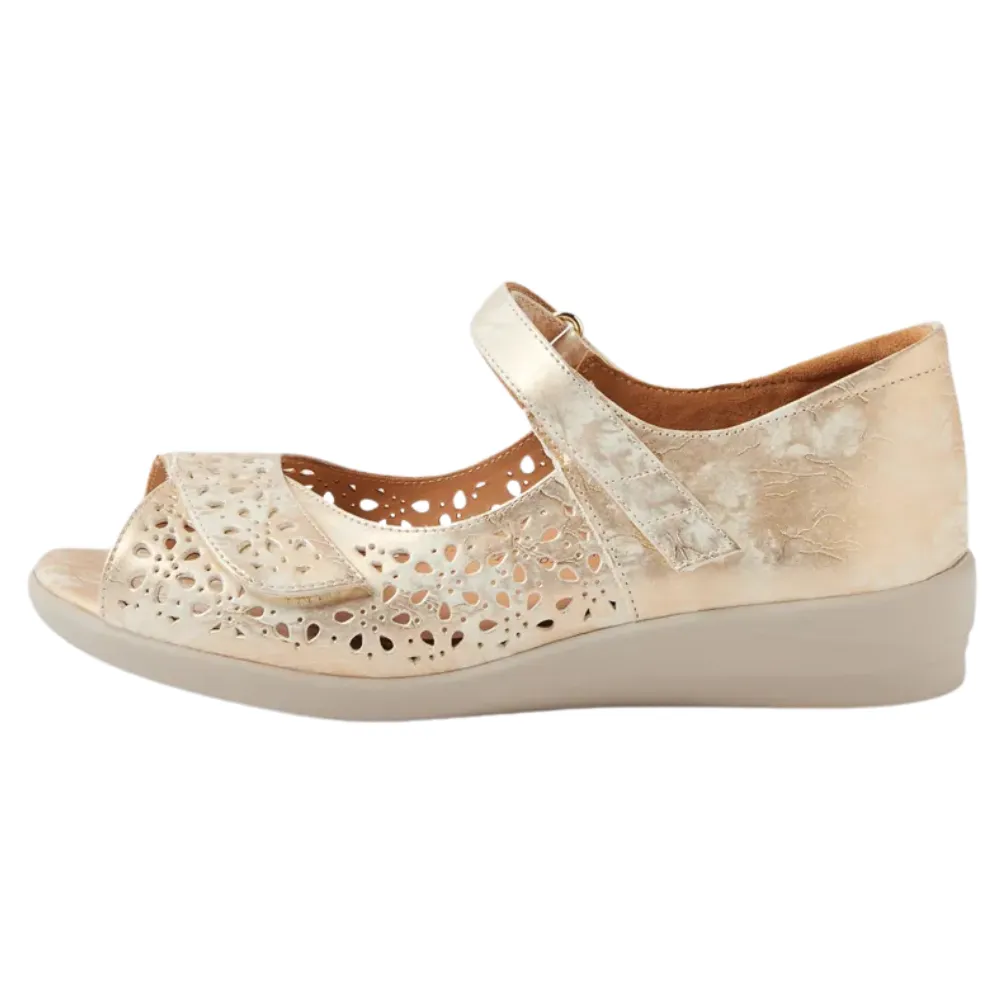 Ziera Daffodil Smudge Metal Leather Sandal (Women's) Tkee Sandals