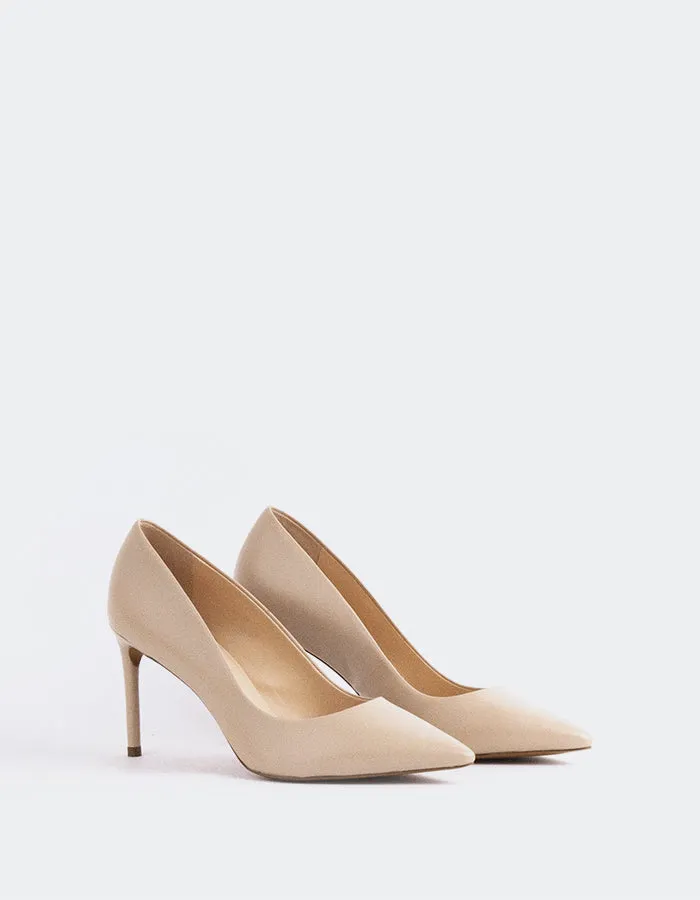 High Peep Toe Heels Zinnia Nude Leather